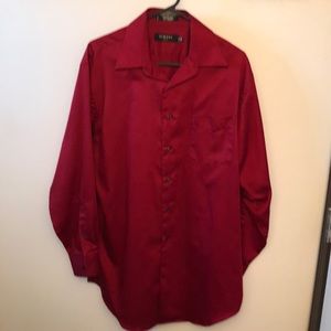Mens Deep Red Dress Shirt. Size Med